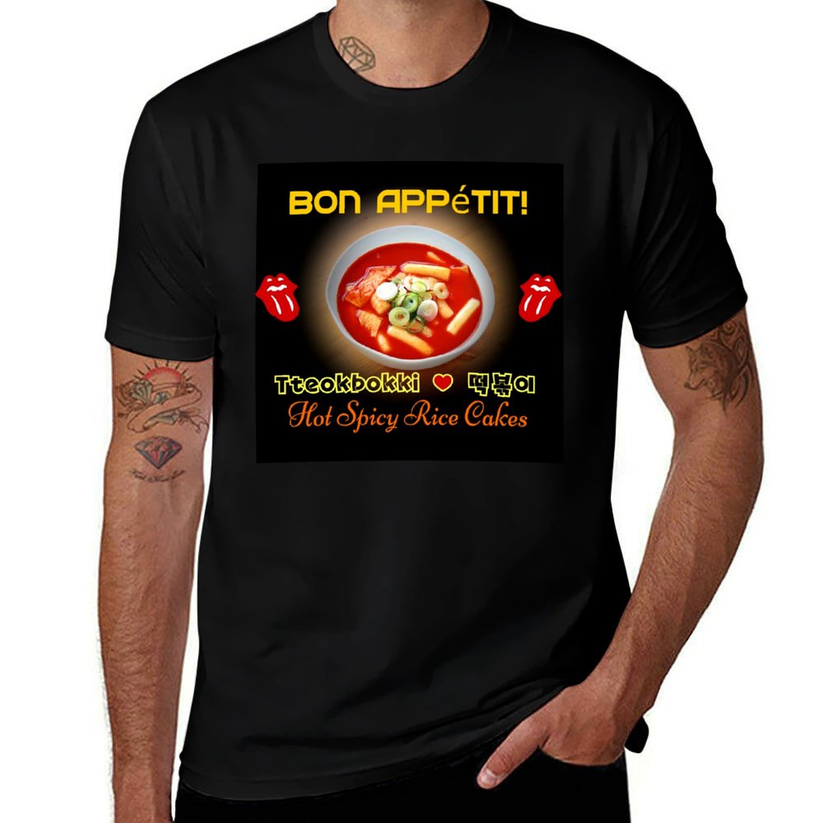 Tteokbokki Rice Cake - ? เสื้อยืดลายต็อกบกกิ-ขนมเค้กข้าวเกาหลีรสเผ็ดร้อน เนื้อผ้ายืดใส่สบาย