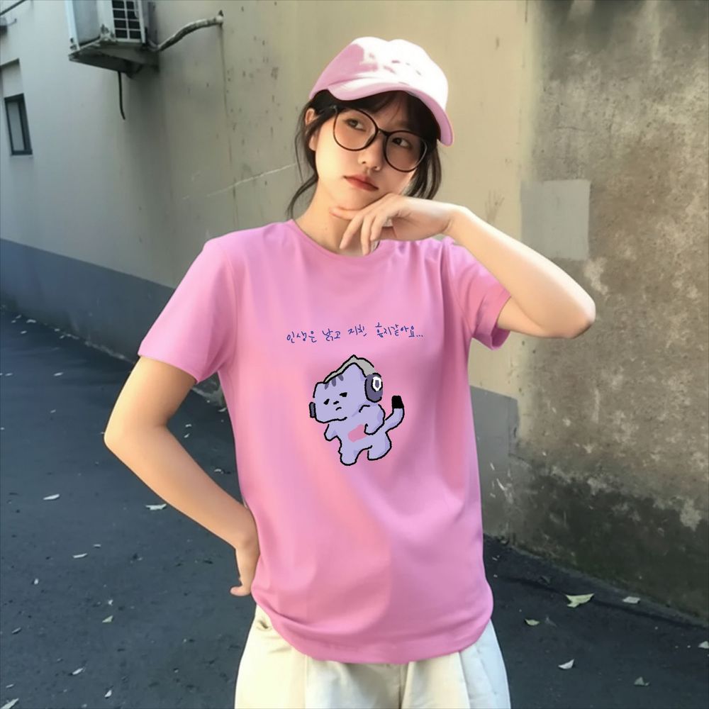 เสื้อยืดพิมพ์ลายข้อความน่ารัก  - Korean Women Lifestyle บทวิจารณ์และราคา